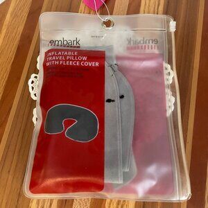 Inflatable Travel Pillow Zippered Soft Fleece Cover Compact  Comfortable Embark